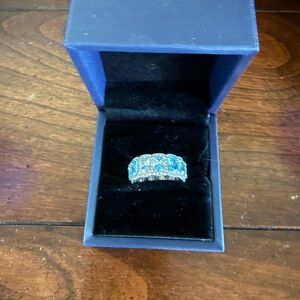 Sterling Blue Gemstone Pavé Band Ring - Women's Jewelry